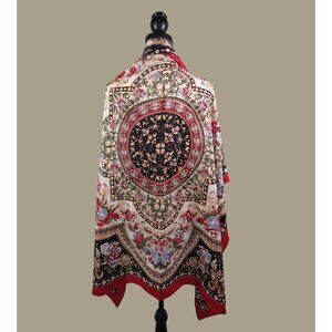 Vintage Diamond Brand Scarf Floral Print 100% Silk Multicolor Shawl Wrap 42"x42"